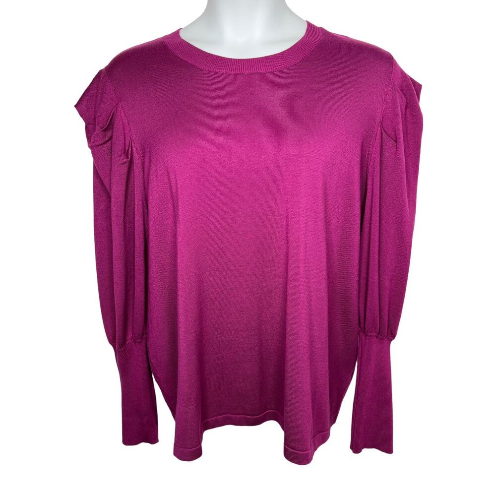 ELOQUII Magenta Puff Sleeves Womens Plus Size 26/28 Long Sleeve Sweater‎ NEW NWT